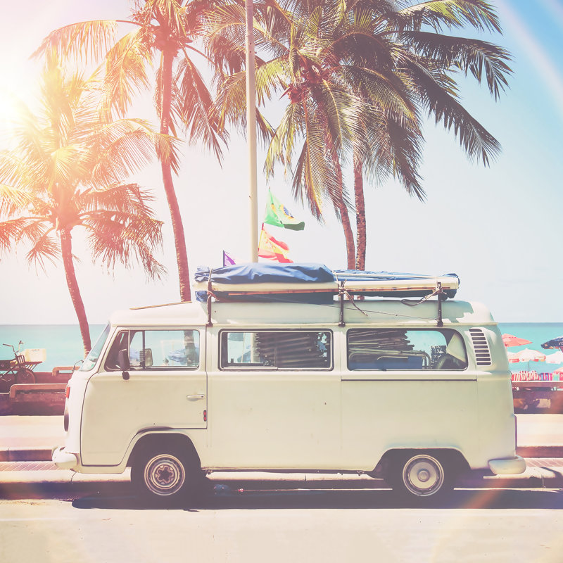 Camper Van - photographie, H 12 po x l 12 po, Non, Toile tendue