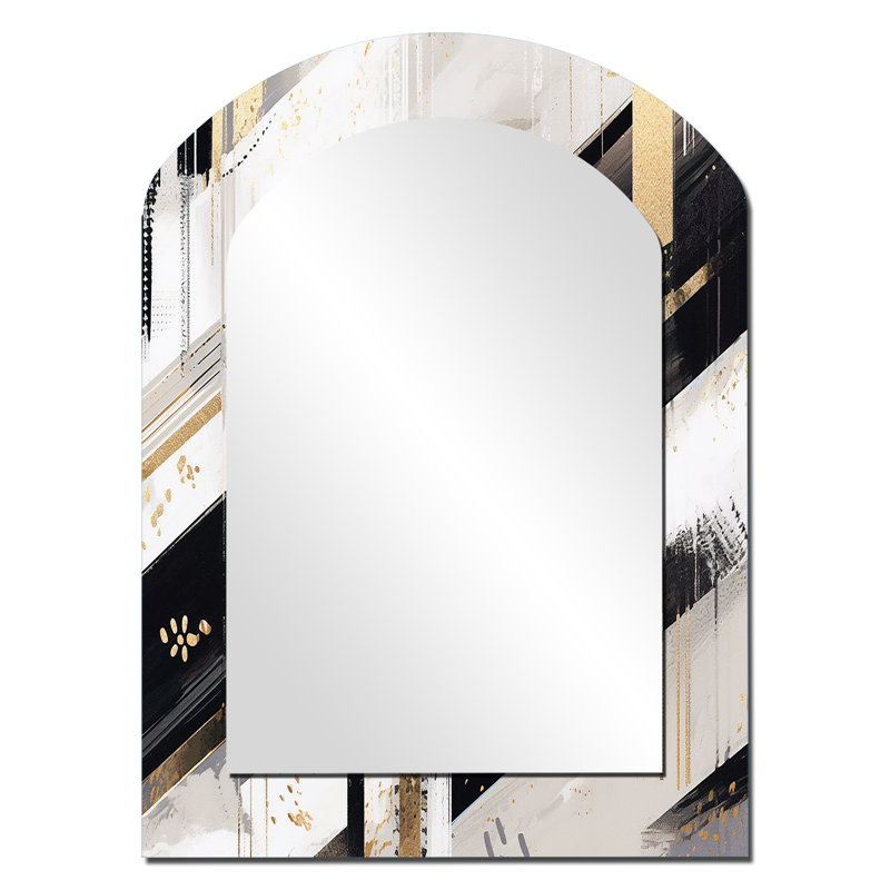 Or noir à rayures audacieuses - miroir mural doré, 34 po x 25 po