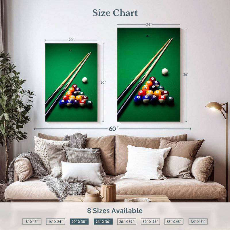 Playing Pool, 36" H x 24" W