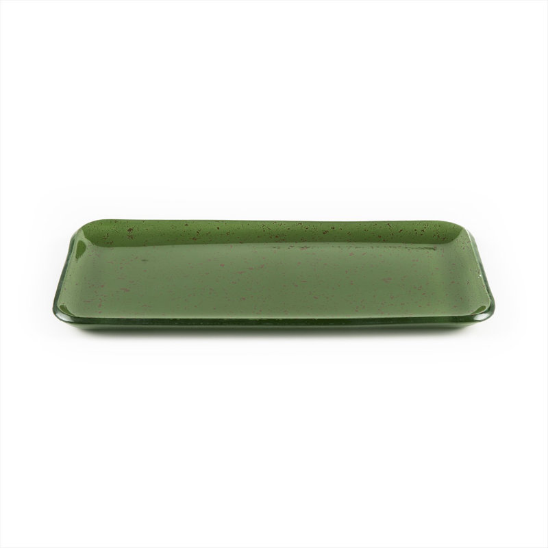 Service de table en verre 12,25 po x 6 po x H: 1 po, Vert foncé