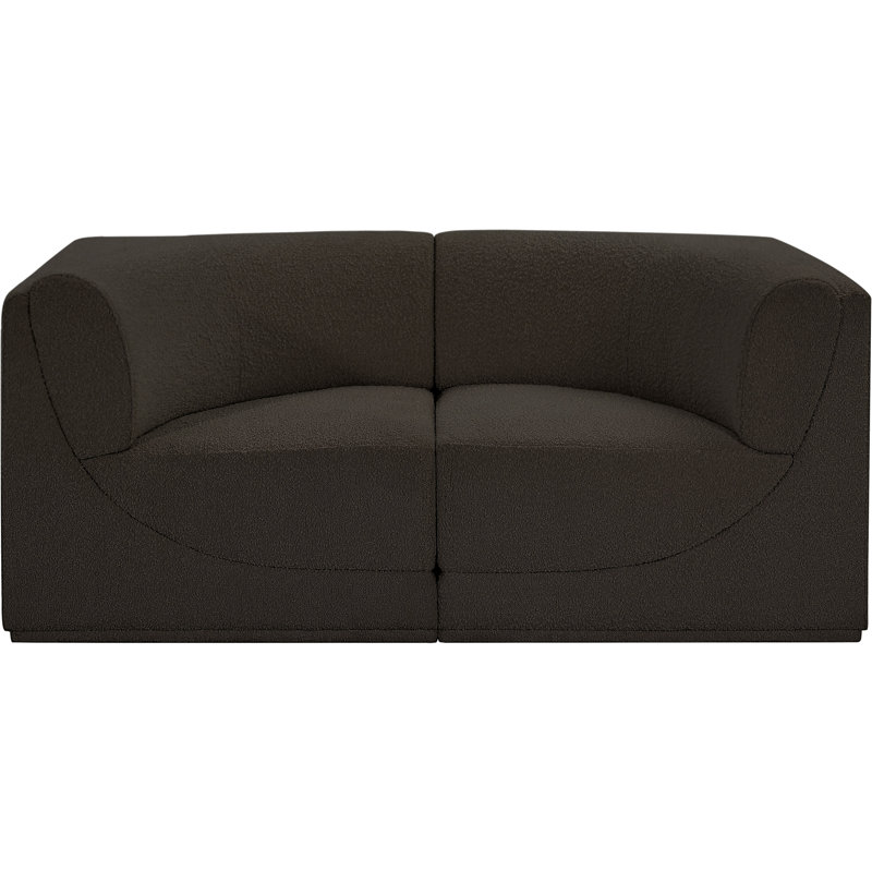 Ollie 68" Upholstered Sofa, Brown Boucle Fabric