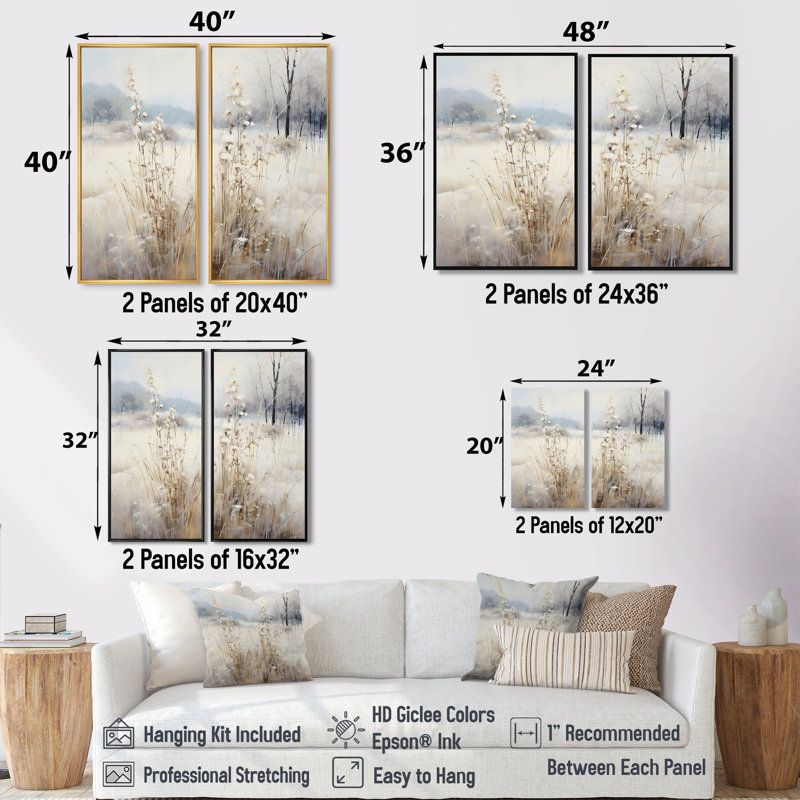 Décoration murale Winter Meadow View Calmness I - Gris, H 36 po x l 48 po, Reproduction encadrée sans passe-partout, Noir