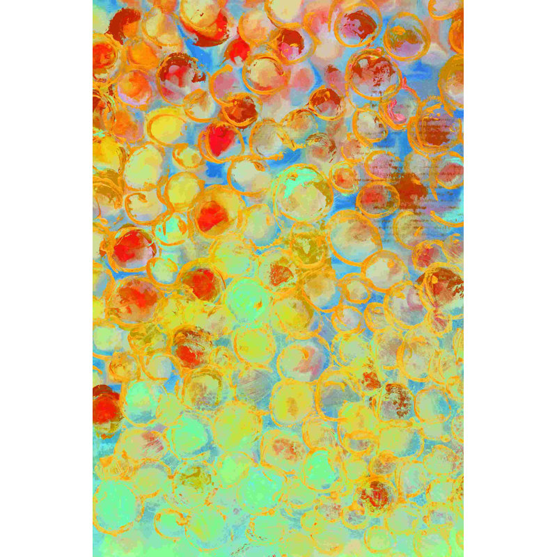 Jaune, bleu, orange, cercle, motif plat, H 18 po x l 12 po