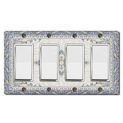 Rustic Blue Carpet Rug Print Nature Themed 4 - Gang Rocker Standard Wall Plate