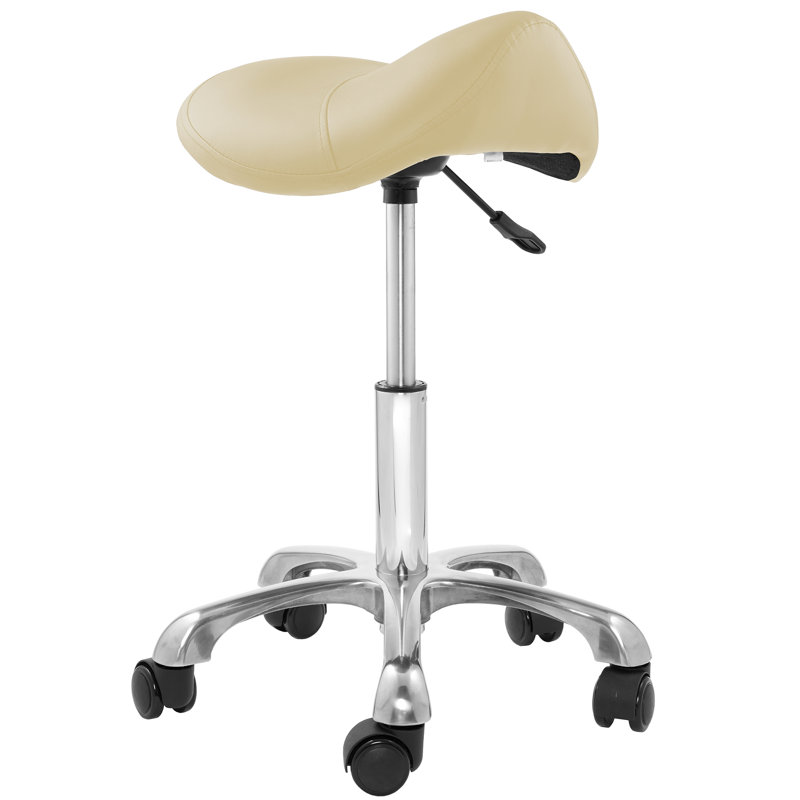 Adjustable Height Ergonomic Lab Stool, Cream