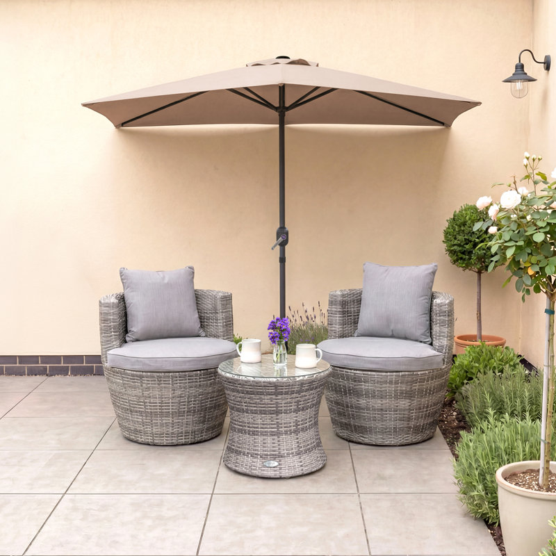 270 cm W X 135 cm D Hexagonal Balcony Parasol with Crank Lift