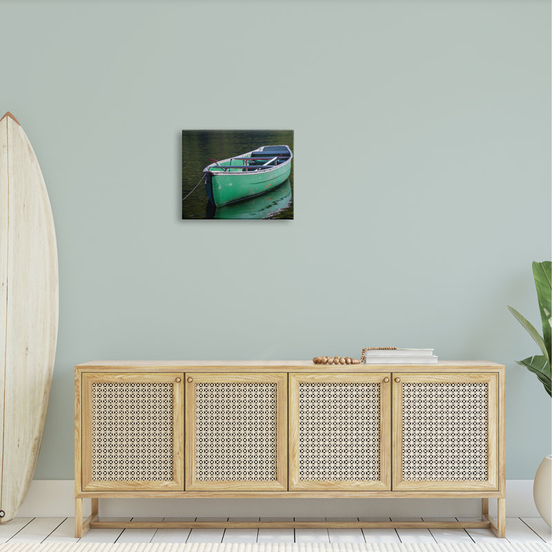 «Green Row bateau Canoe Floating Lake Dock», reproduction d'art sur toile par Daphne Polselli, H 16 po x l 20 po x P 1,5 po