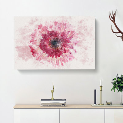 Layers Of A Pink Gerbera Watercolour - Wrapped Canvas Print