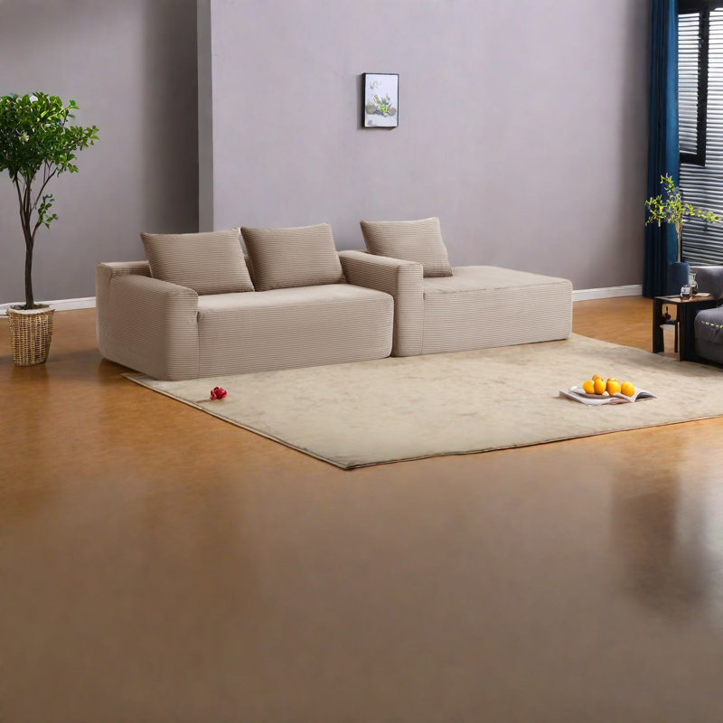 Canapé modulaire moderne en forme de L avec méridienne en L sans assemblage requis