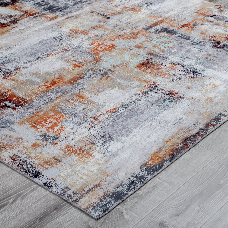 Lipe Abstract Area Rug in Gray, Rectangle 7'6" x 9'6"