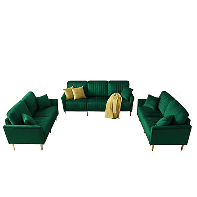 Sofa Sets For Living Room 3 Piece Mid Century Modern Sectional Couch Set -  Corrigan StudioÂ®, 986E613CBD81446E84746E790231E0A1