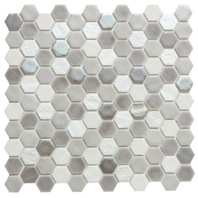Eterna Hex 15" x 12" Glass Mosaic Wall & Floor Tile