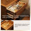 Ensemble de meuble-lavabo compact Mid-Century en bois d'hévéa massif avec miroir à DEL et tabouret de rangement