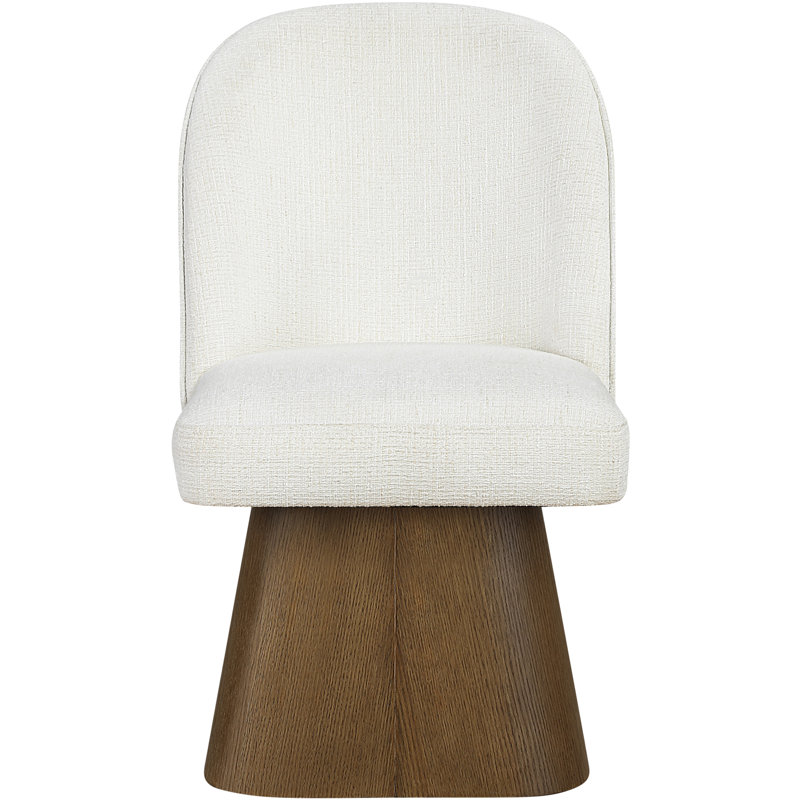 Chaise de salle à manger rembourrée Marlowe Arachne, Tissu crème texturé en lin, Noyer