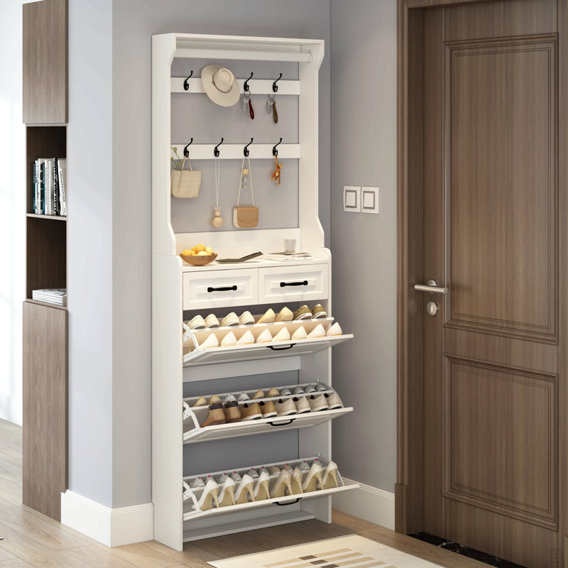 Range-chaussures avec 3 portes et 2 tiroirs avec support