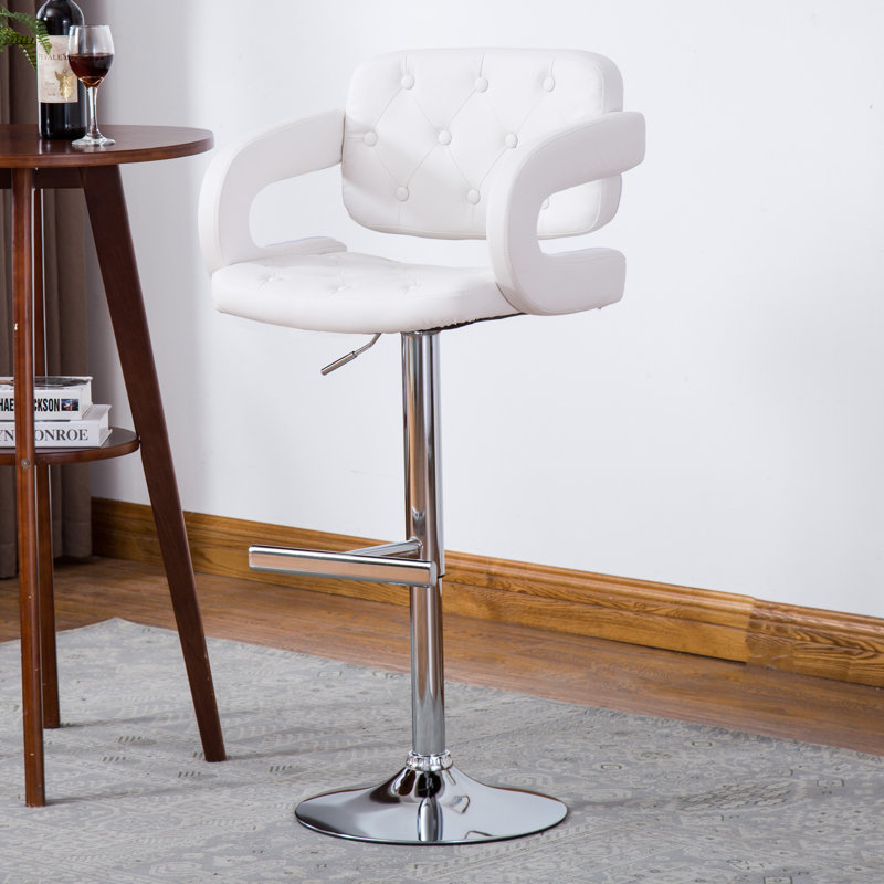 Glamis Swivel Upholstered Adjustable Height Counter Stool with Metal Frame, White