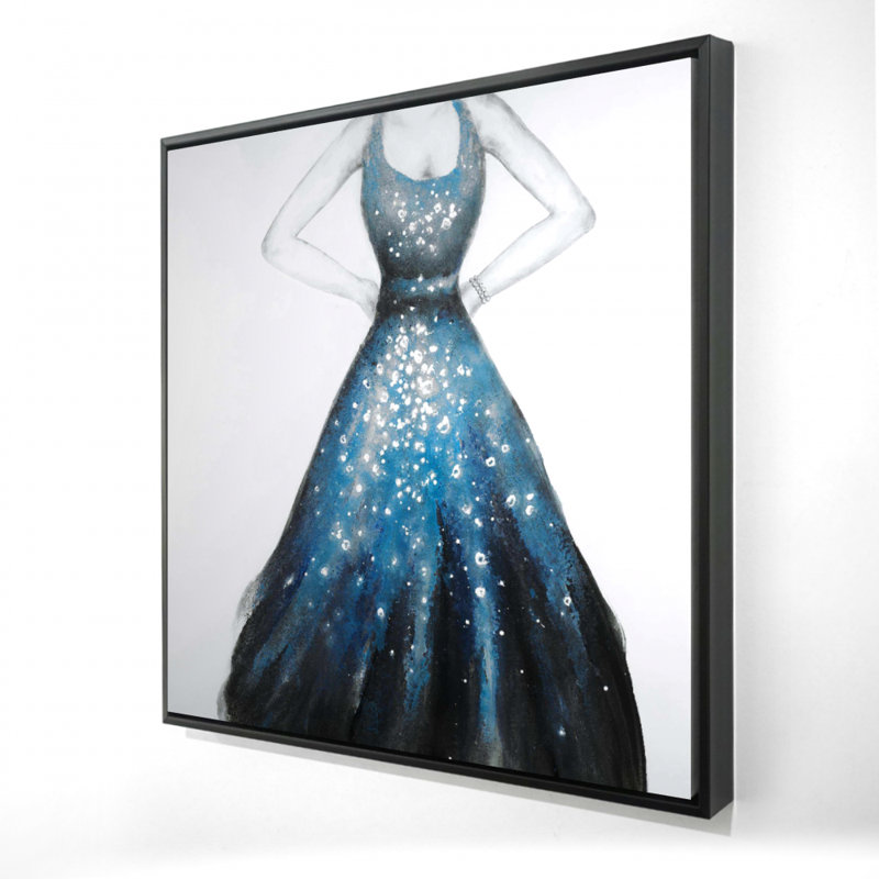 Blue Princess Dress - Toile encadrée gris pour femme