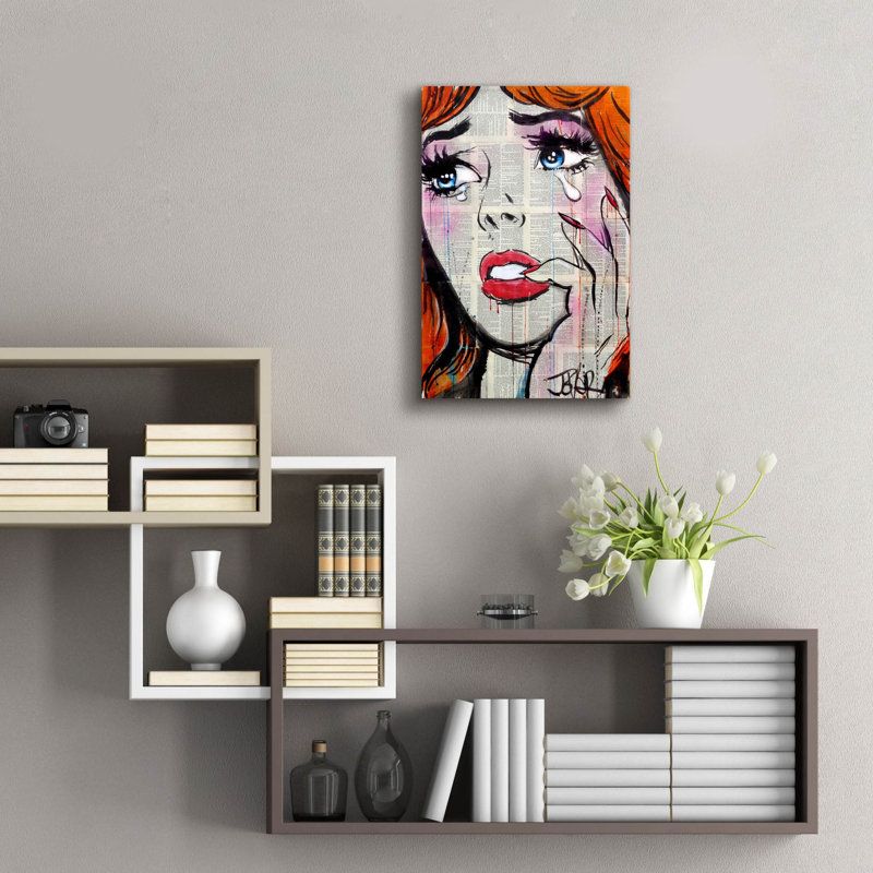 «Retro Pop Tears» par Loui Jover, art mural en verre acrylique, H 24 po x l 16 po x P 0,2 po