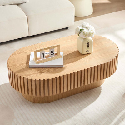 Table basse ovale moderne de 43,70 pouces fabriquée à la main avec table basse cylindrique ovale pour le salon