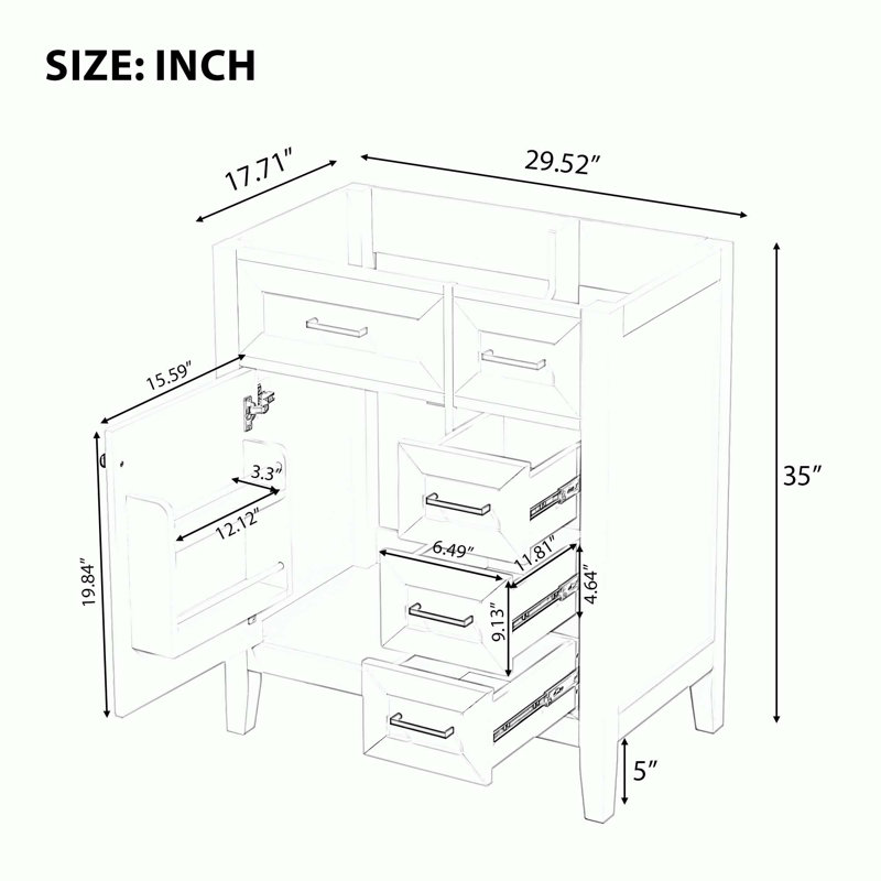 Meuble-lavabo de salle de bain sans lavabo, base d'armoire seulement, Vert