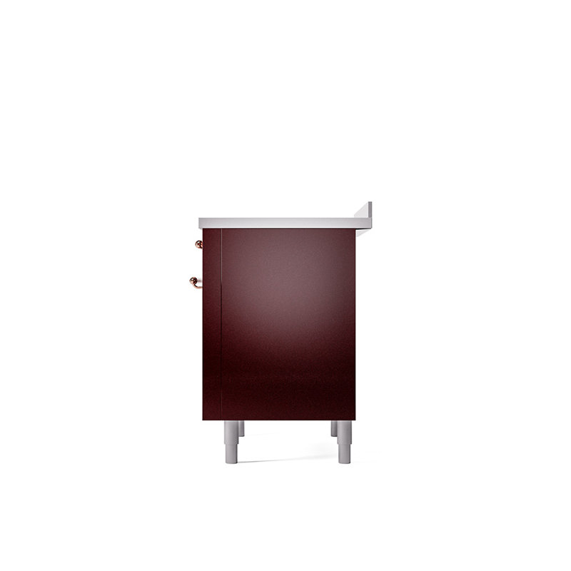Cuisinière à induction 36 pouces avec 6 éléments à induction ILVE Nostalgie II Series (porte en verre), Burgundy/Copper