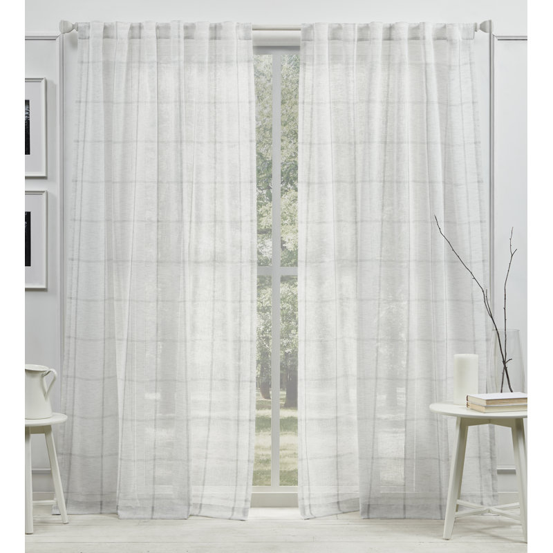 Lauren Ralph Lauren Rubin Sheer Back Tab/Rod Pocket Curtain Panel, 54" x 84", Gray