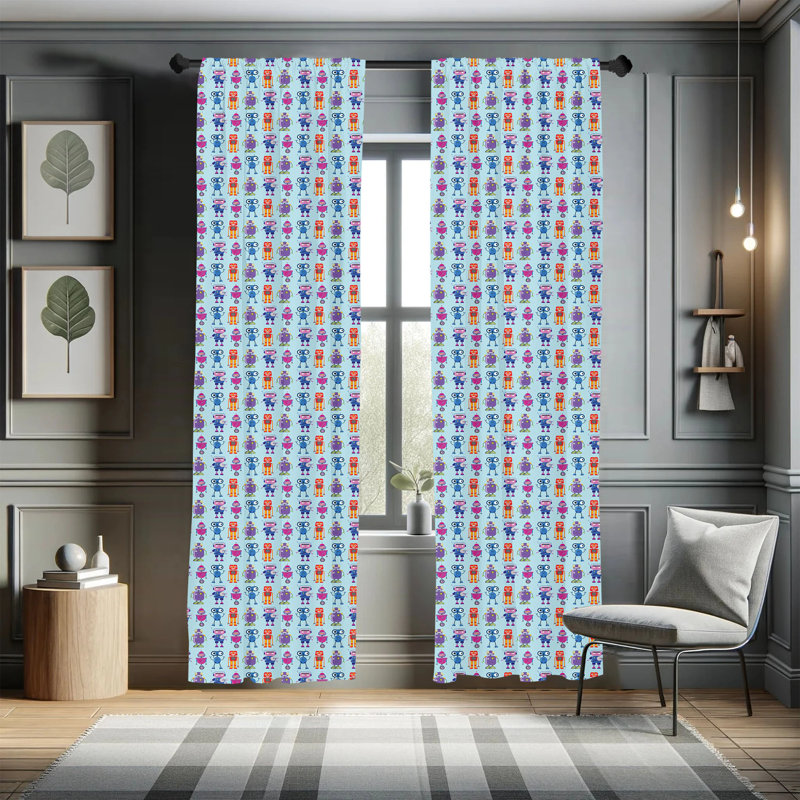 Panneaux de rideaux semi-diaphanes avec passe-tringle Alien, 28 po x 95 po