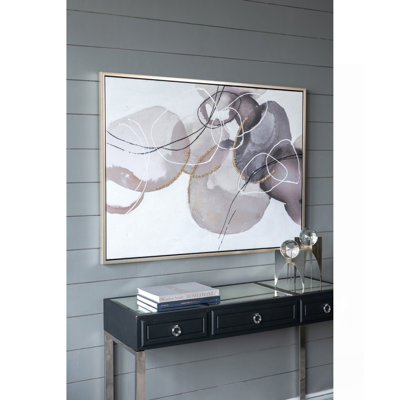 47" x 35.5" Large Modern Oil Painting, Hand Painted Abstract Gray Brown Watercolor Texture