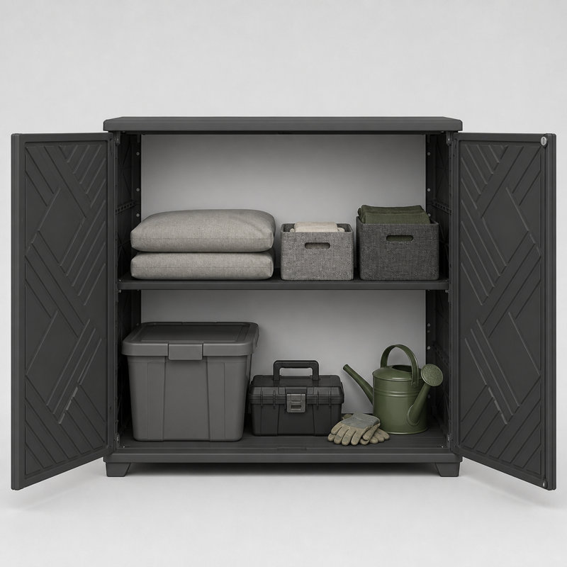 200 Gallons Diamond-Shaped Outdoor Storage Cabinet with Adjustable Shelf