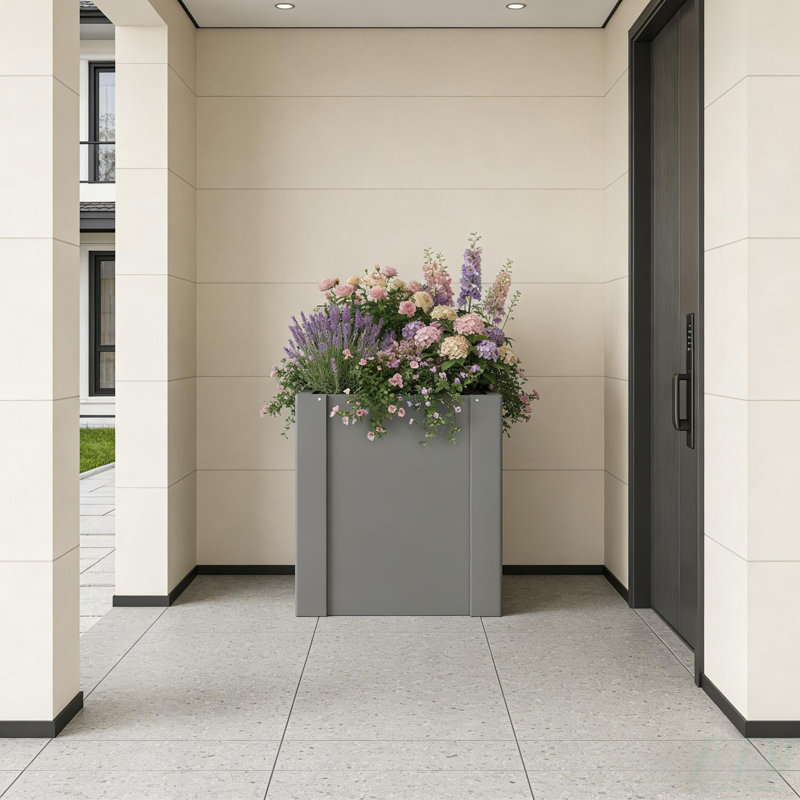 Balcony Planter Bed,Outdoor Planter Box,Elevated Garden Bed(Only Planter Box), Gray