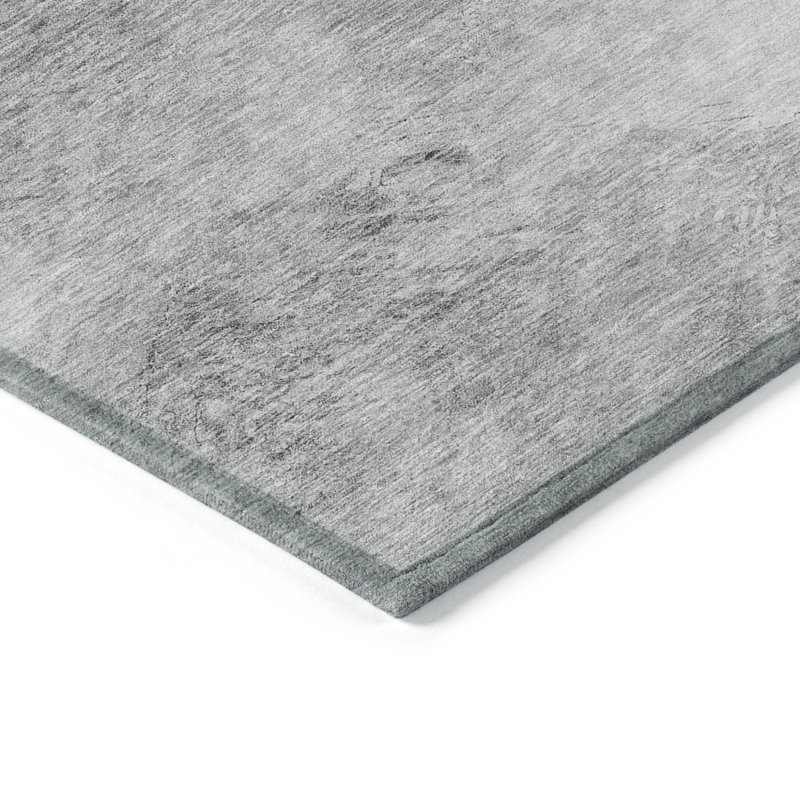 Tapis extérieur lavable abstrait gris argenté 10 pi x 14 pi
