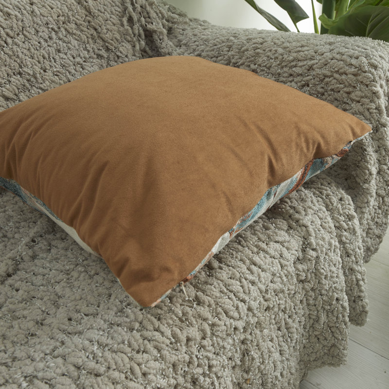 Housse de coussin multi-rayures, Cuivre / bleu