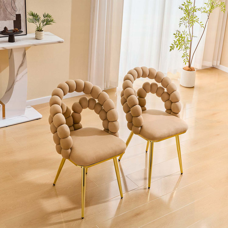 Chaise de meuble-lavabo rembourrée pour salle à manger, salon et chambre à coucher (ensemble de 2), Brun