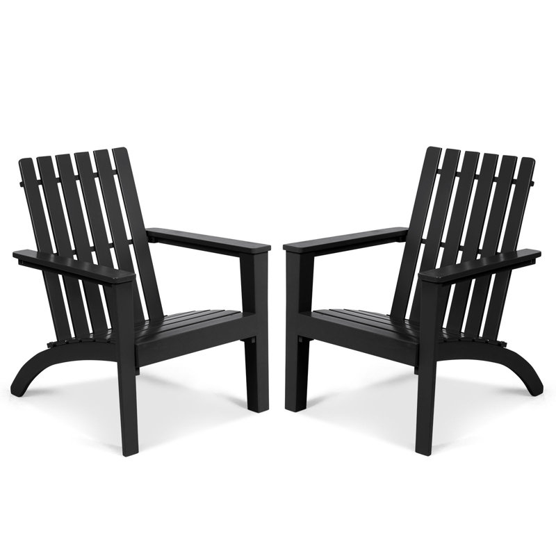 Parkerville Acacia Outdoor Adirondack Chair, Black