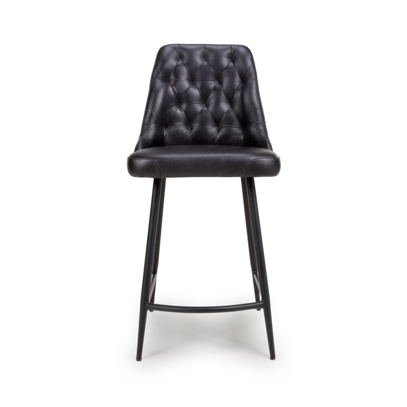 Ronja Upholstered Counter Stool with Metal Frame, Black