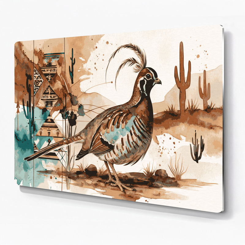 Art mural en métal beige de Southwestern, 8"D x 10"W