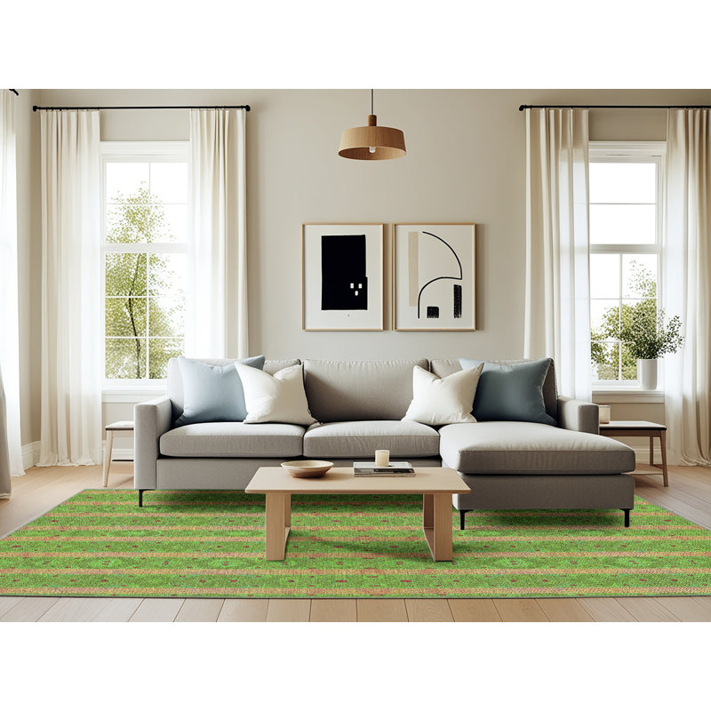 Vert Non disponible/beige Tapis décoratif, Rectangle 6 pi x 9 pi