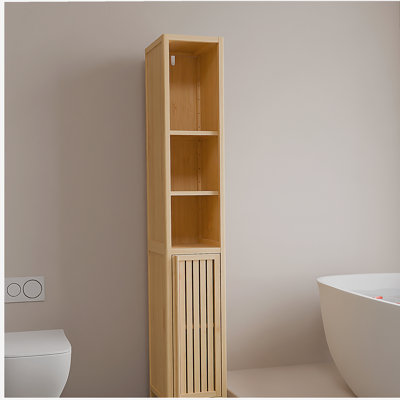 Natural bamboo large capacity thin and tall cabinet