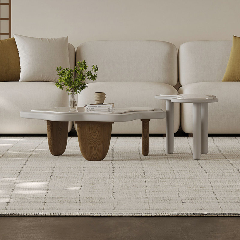 Eco-friendly Wood and Marble Coffee Table Set
