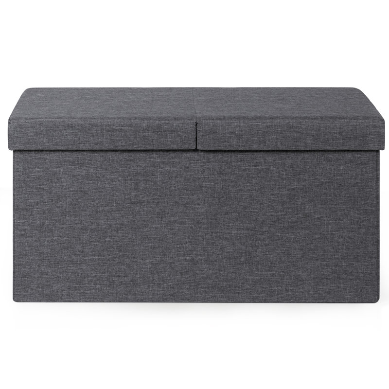 Eleen Upholstered Bench with Flip Top, Dark Grey