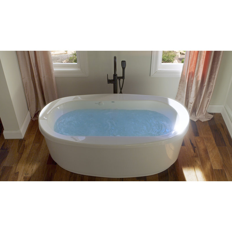 Inizio™ 65.5" x 35.625" Freestanding Soaking Bathtub, White/Chrome