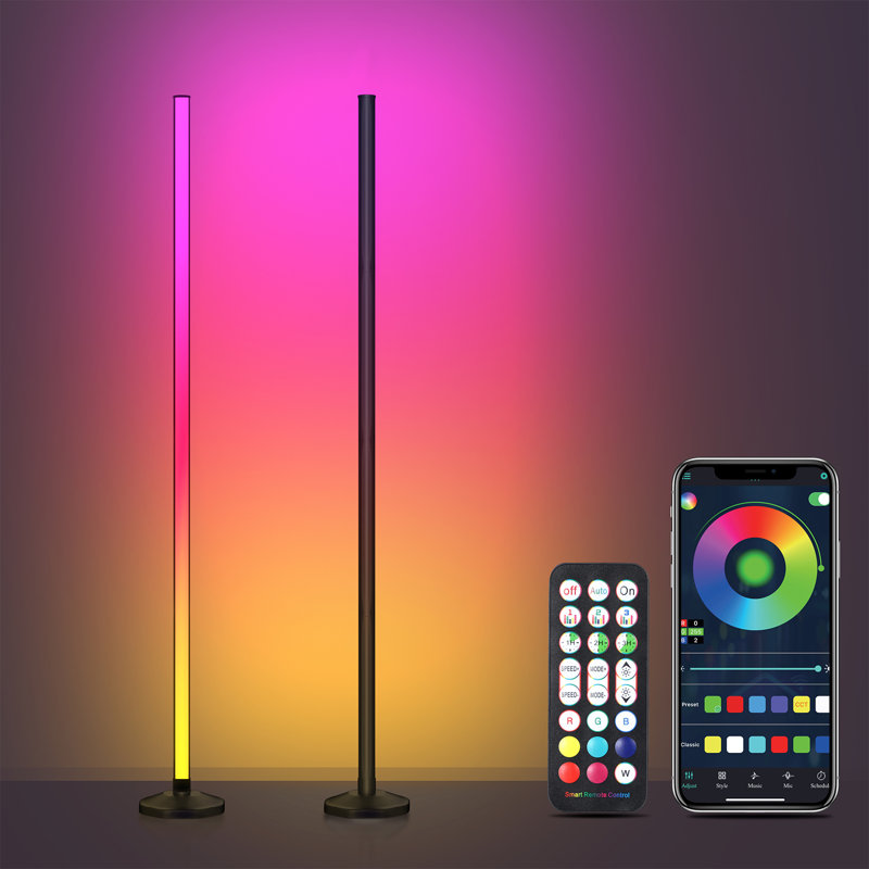 57.9"Inch Tall Column Corner Floor Lamp With 16 Million Colours Set Of 2