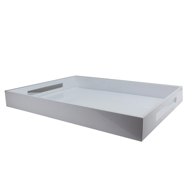 Lacquer Decorative Tray, White, 20" H x 16" W x 2.5" D