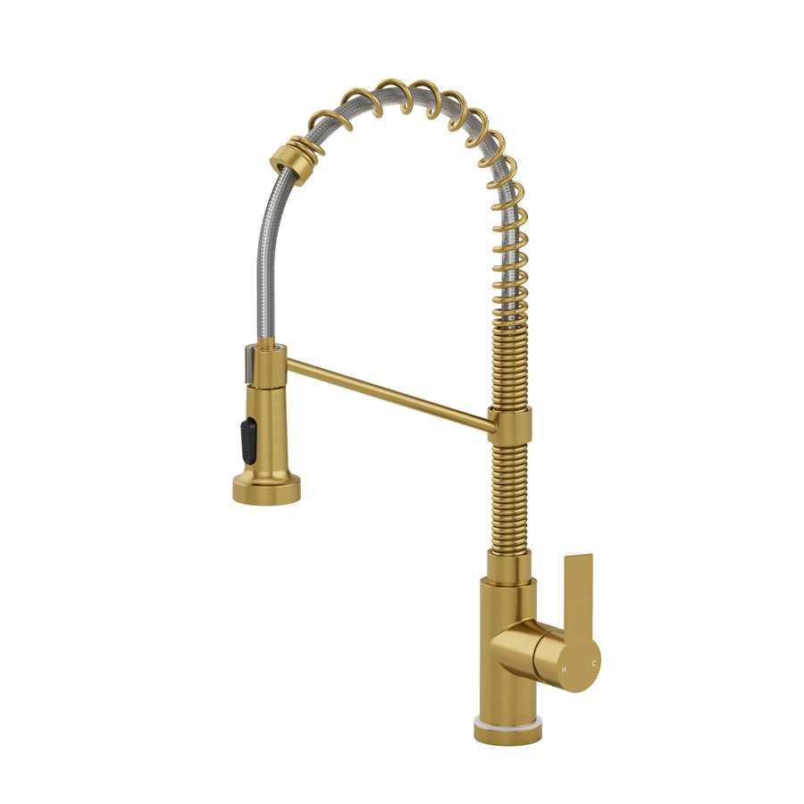 2-Function Single Handle Pull Down Kitchen Faucet with 3 Colors LED Base