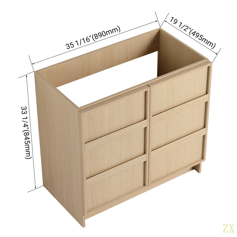 36" Freestanding Bathroom Vanity  & 2 Soft-Close Cabinet Doors, Plywood(KD-PACKING)-Excluding Sink