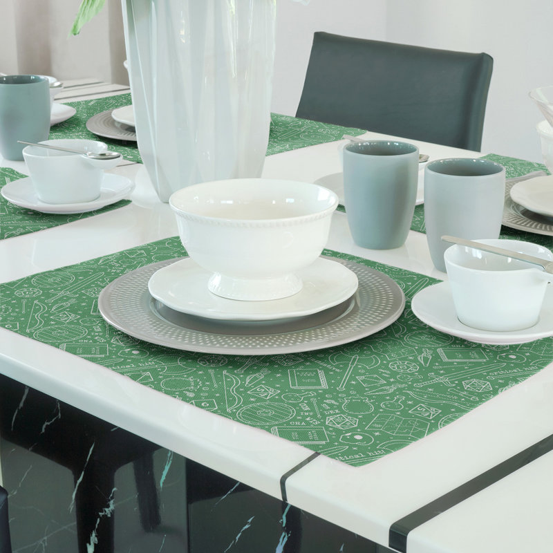 Katelyn Elizabeth Cotton Abstract Rectangle Placemat, Green/White
