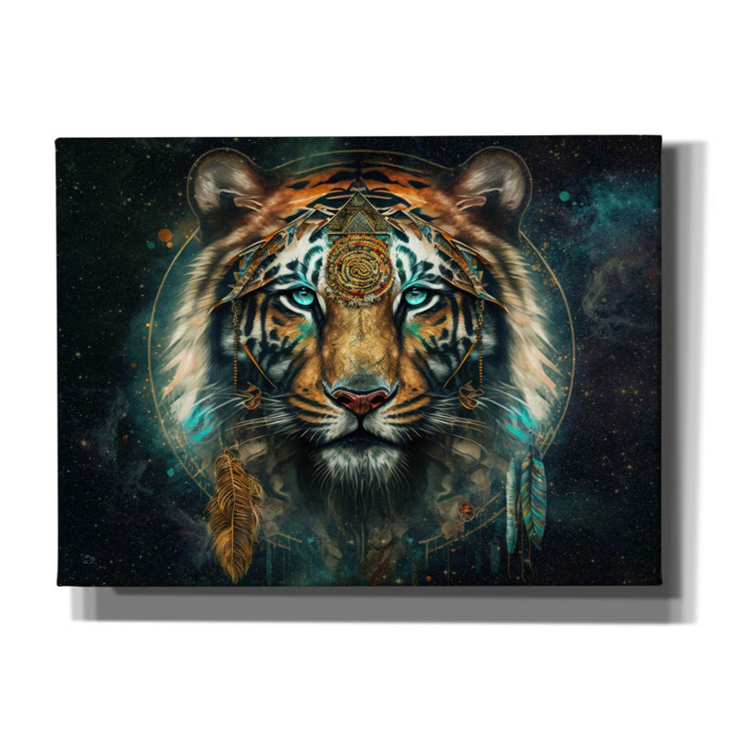 «Spirit Tiger» par Cameron Gray, art mural sur toile, H 40 po x l 54 po x P 1,5 po
