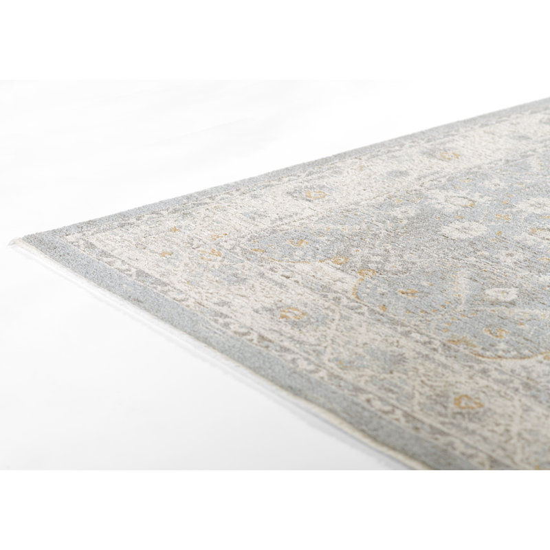 Bungalow Rose Vaniyah Traditional Oriental Polyester Blue Area Rug, Rectangle 8' x 10'