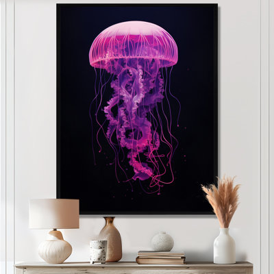 «Majestic Fuchsia Deep Sea Jellyfish I», reproduction d'art mural méduse