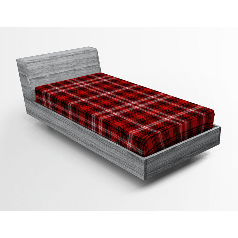 Microfiber Plaid Fitted Sheet, Twin Fitted Sheet, Green Plaid 1